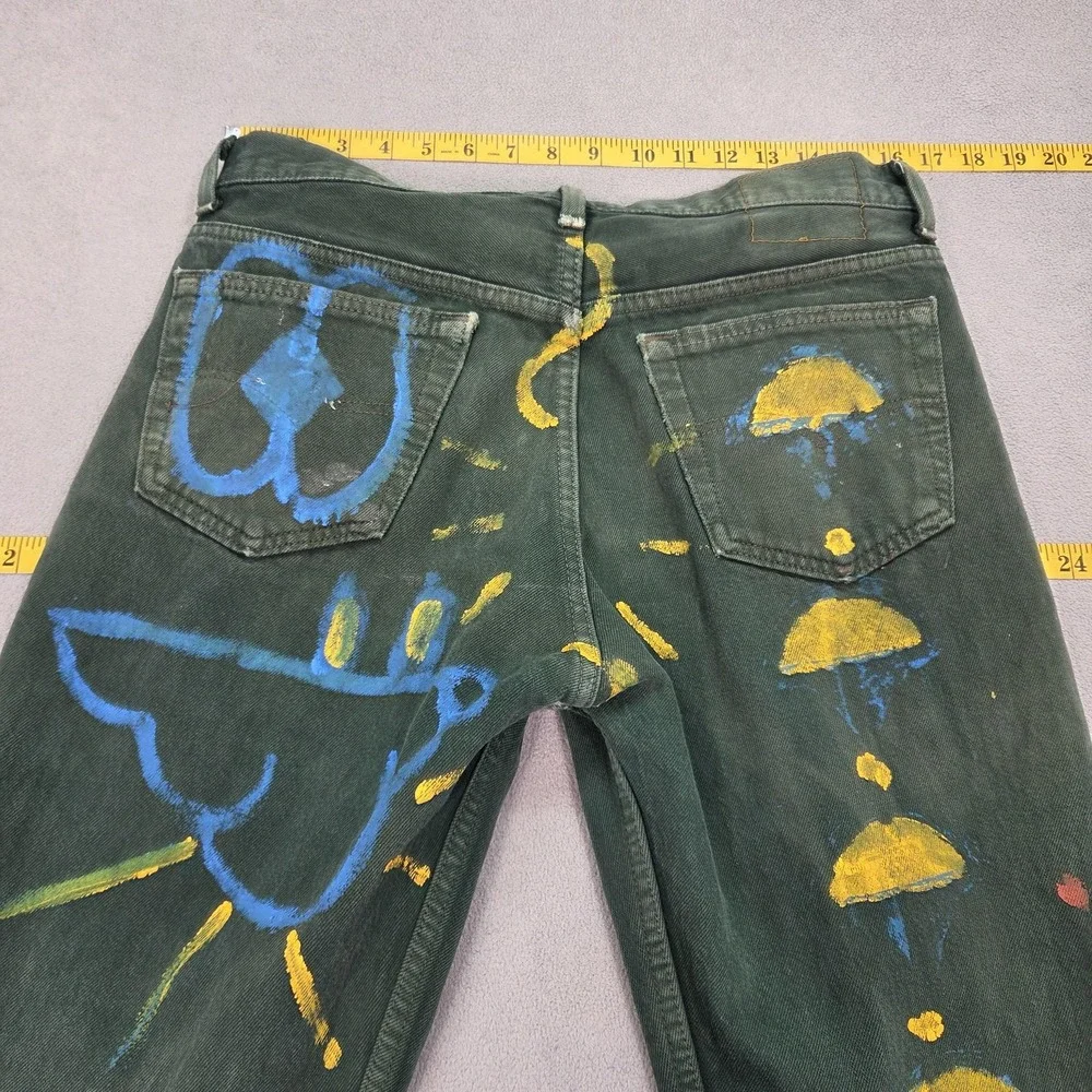 VTG Levis 501 Jeans Mens Green Straight‎ Paint Stains Art USA 90s Fits 32x30
